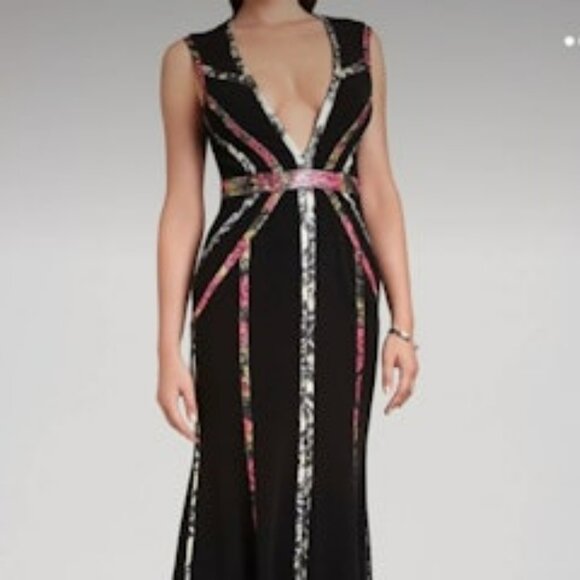 BCBGMAXAZRIA Black Maxi Hilaria Gown.  SZ 2 - Picture 4 of 7